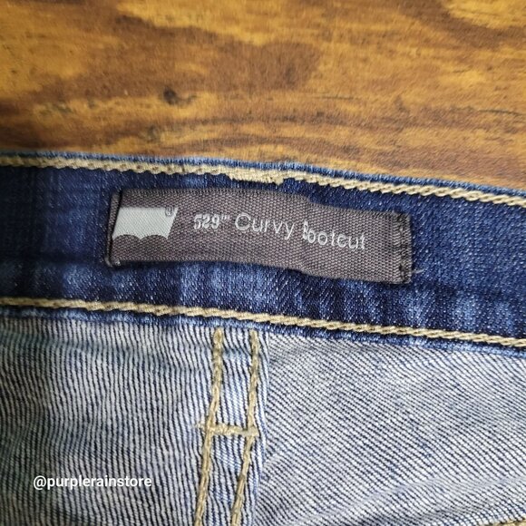Levi's Jeans 16 Bootcut Curvy 529 Mid Rise Medium Dark Wash Western - Picture 4 of 12